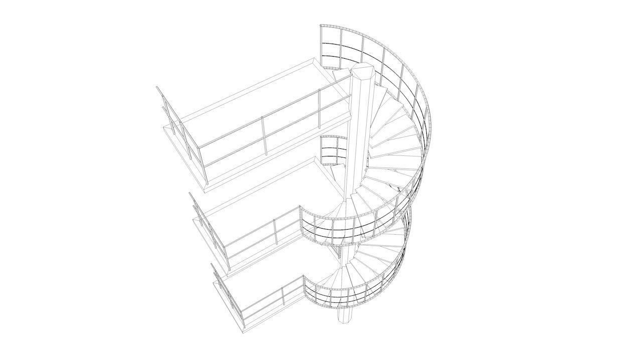 Spiral Escape Ladder Low-poly 3D model_18