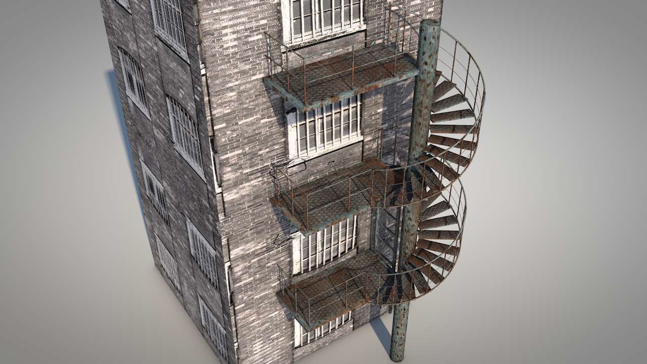 Spiral Escape Ladder Low-poly 3D model_2