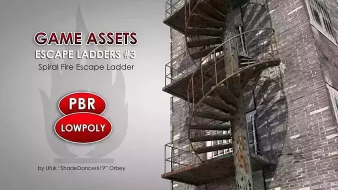 Spiral Escape Ladder Low-poly 3D model