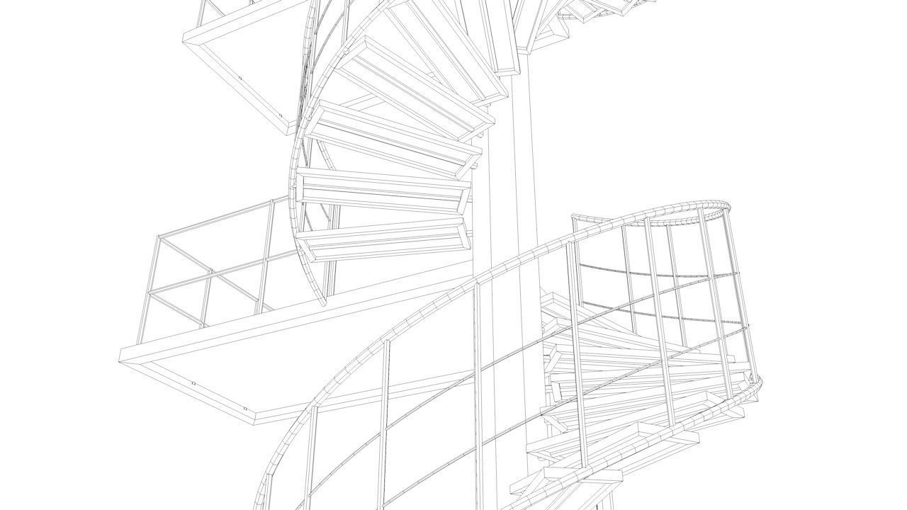 Spiral Escape Ladder Low-poly 3D model_19