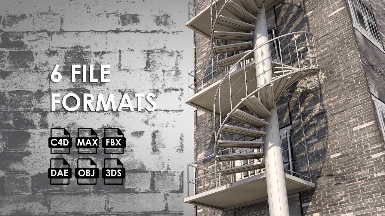 Spiral Escape Ladder Low-poly 3D model_1