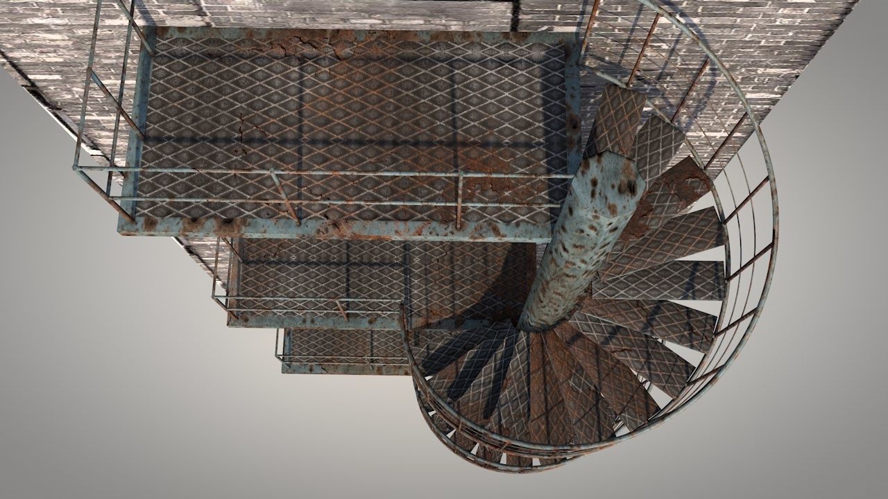 Spiral Escape Ladder Low-poly 3D model_8