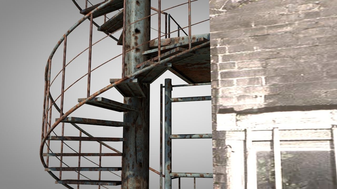 Spiral Escape Ladder Low-poly 3D model_6