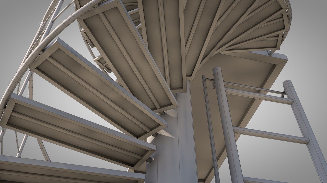Spiral Escape Ladder Low-poly 3D model_15
