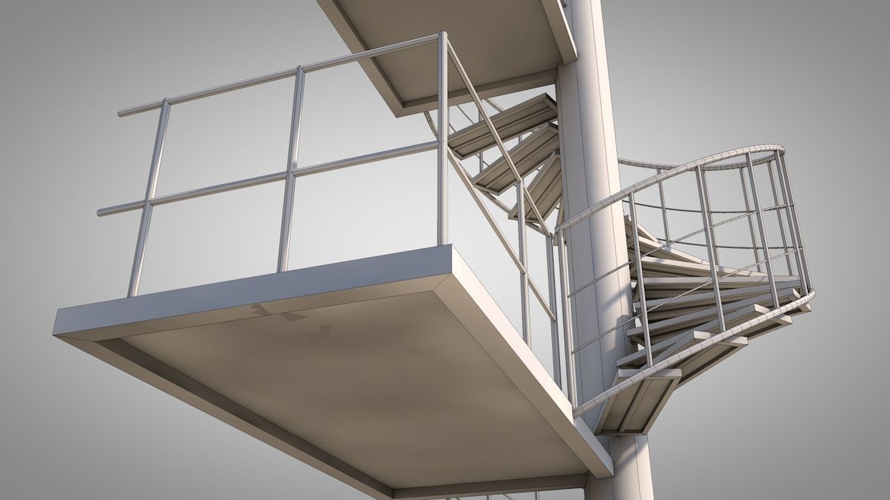 Spiral Escape Ladder Low-poly 3D model_13
