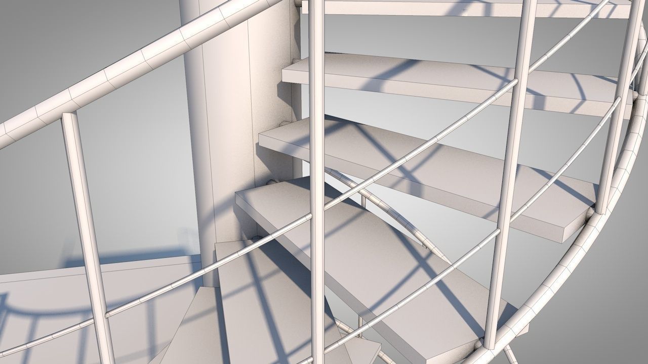 Spiral Escape Ladder Low-poly 3D model_14