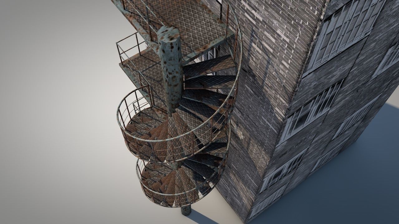 Spiral Escape Ladder Low-poly 3D model_3