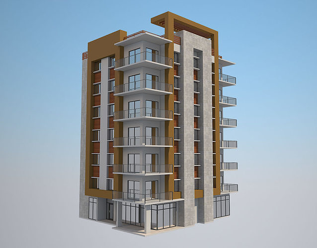 4 Apartment Buildings Set 2 3D model 2