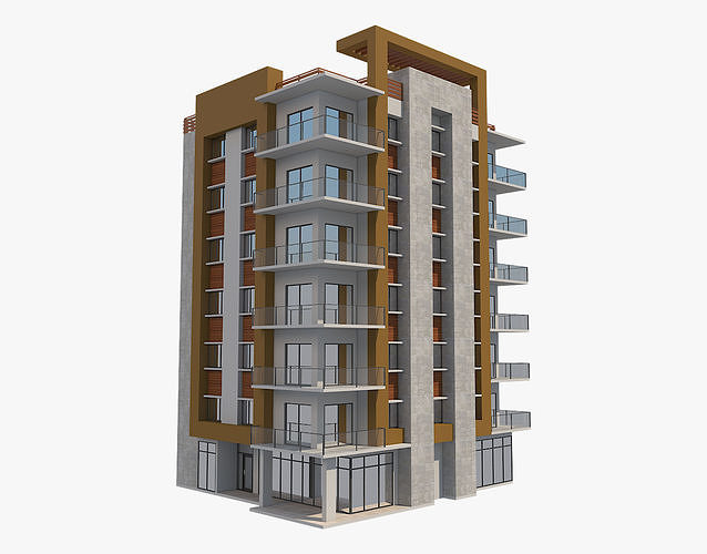 4 Apartment Buildings Set 2 3D model 6