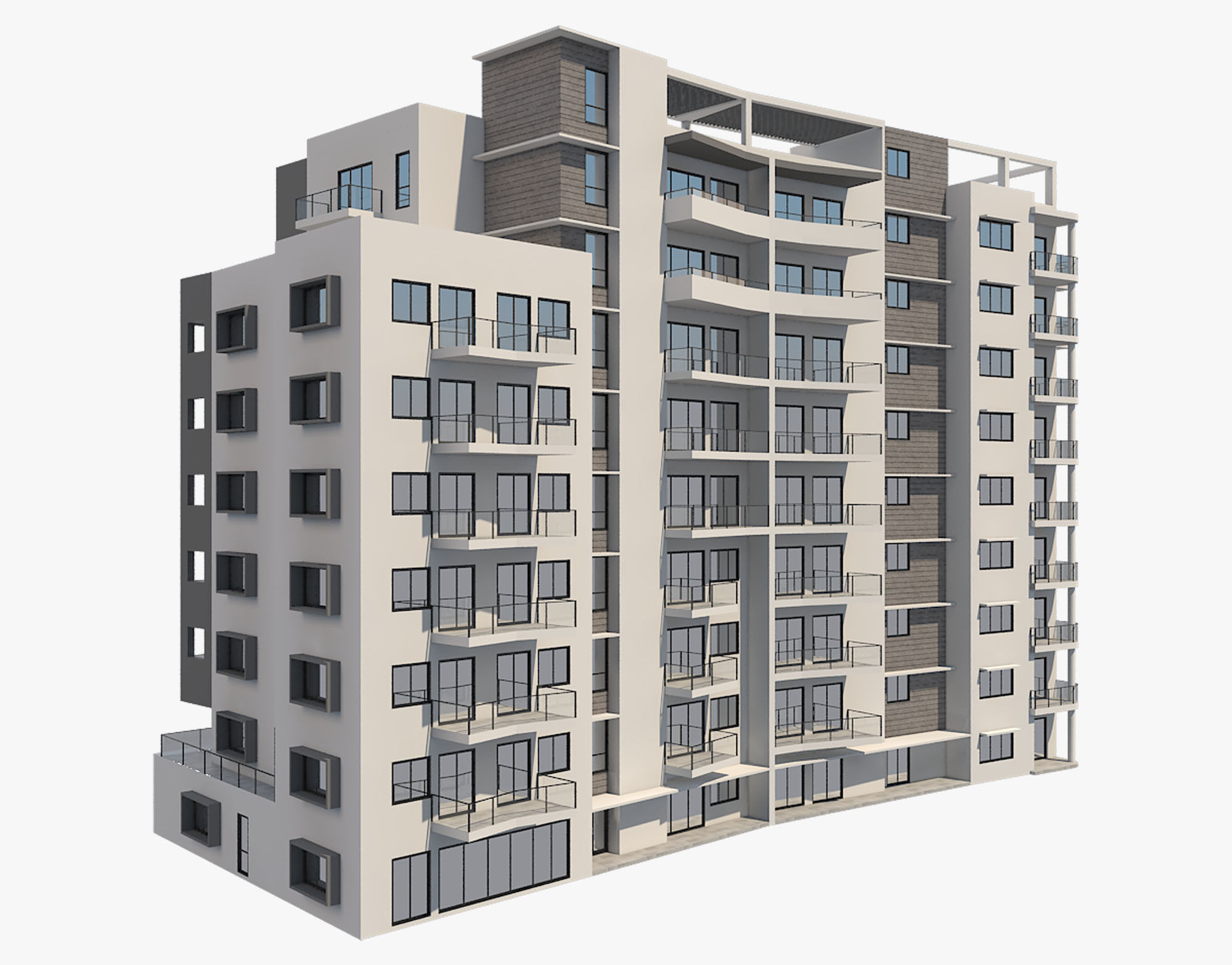 8 Apartment Buildings Set 1 3D model_11