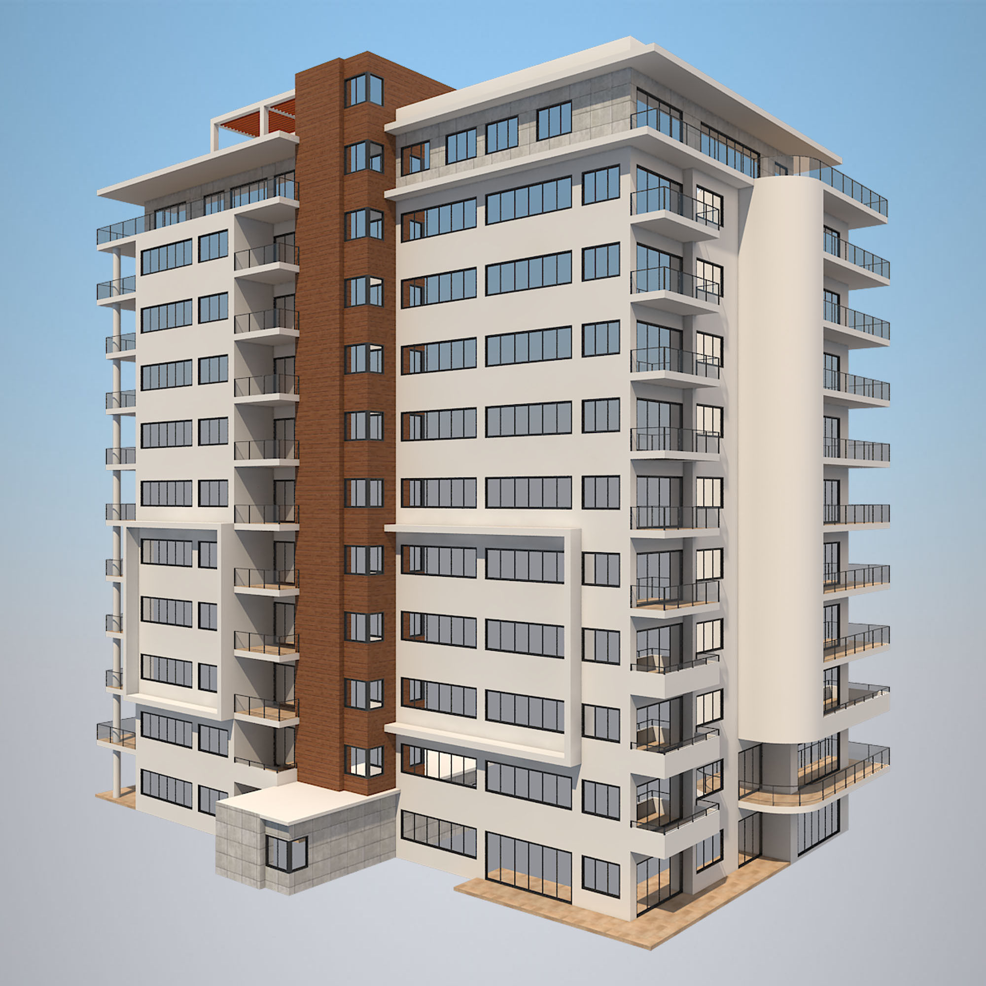 8 Apartment Buildings Set 1 3D model_5
