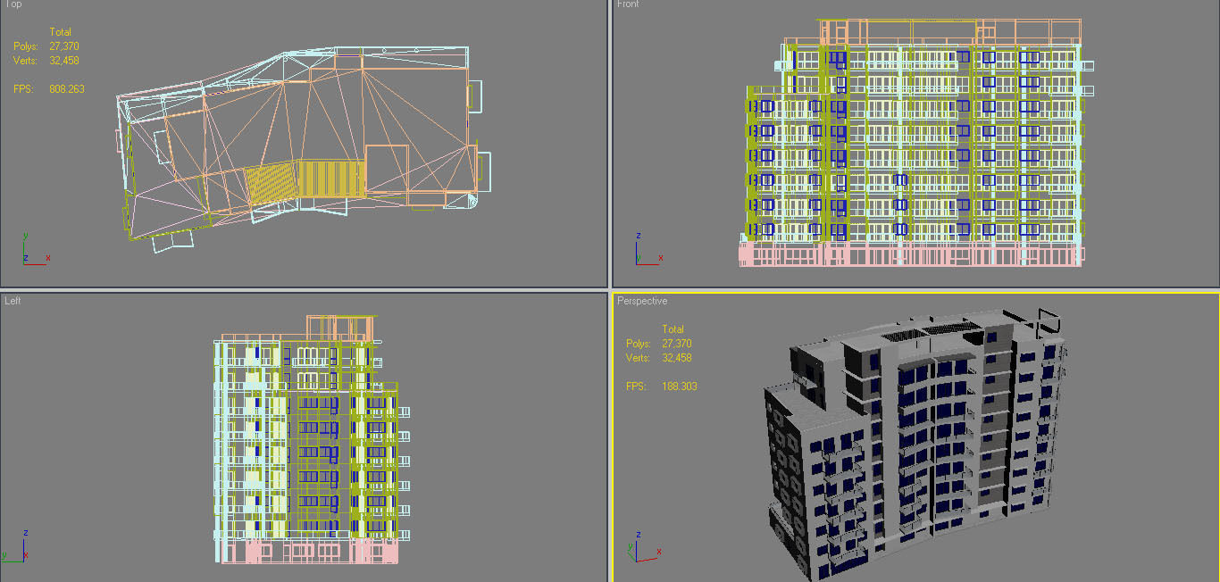 8 Apartment Buildings Set 1 3D model_29