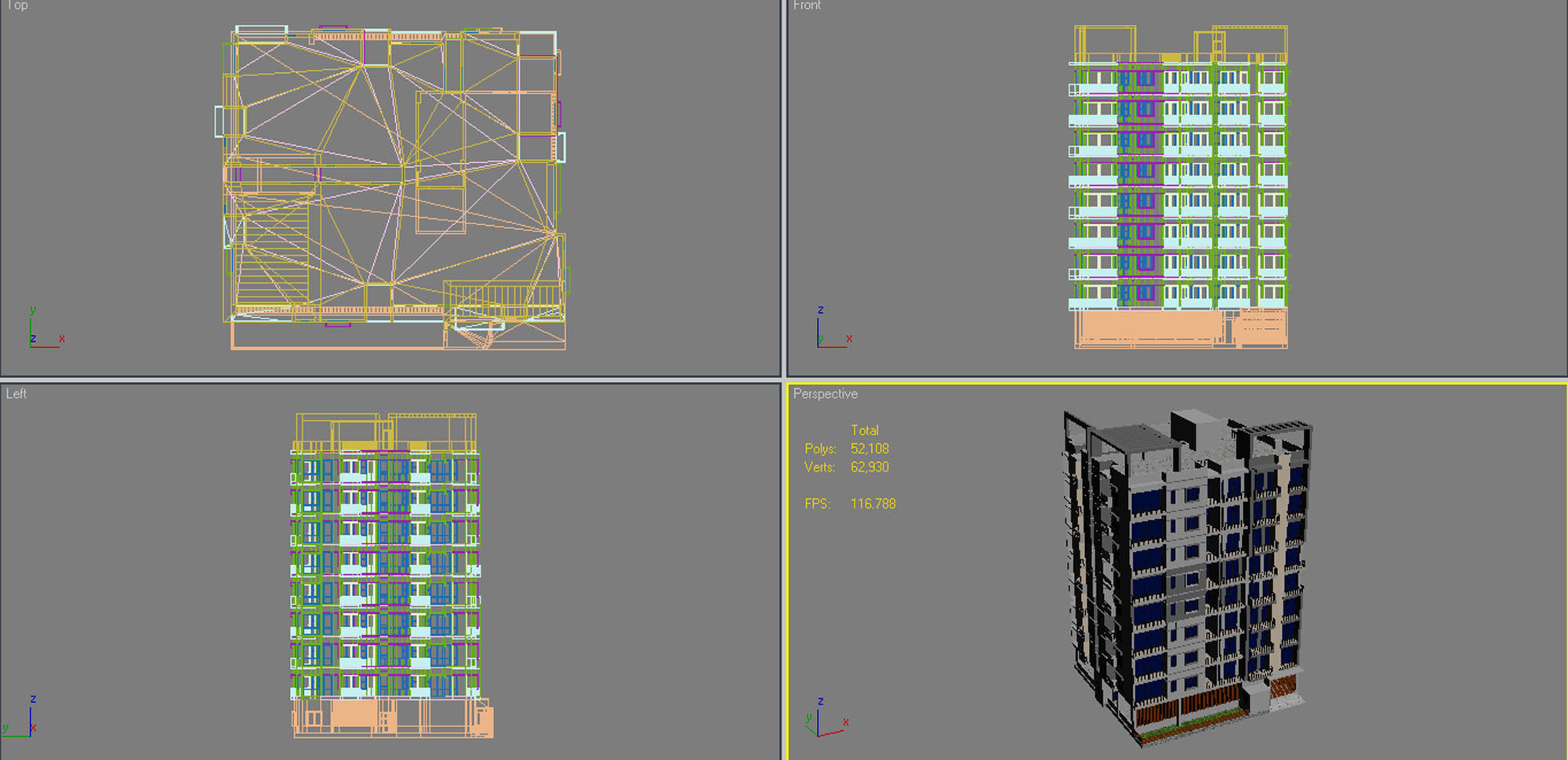 8 Apartment Buildings Set 1 3D model_14