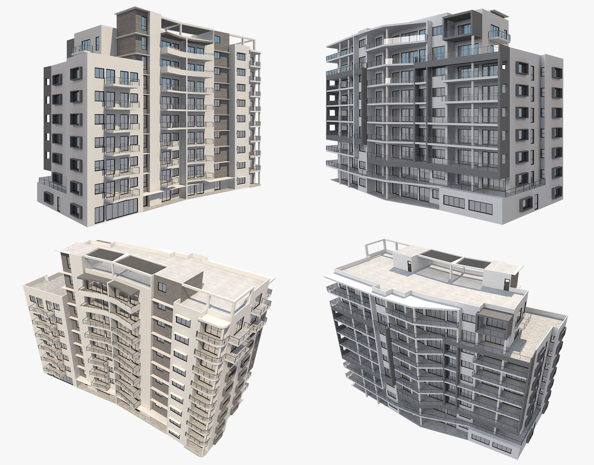 8 Apartment Buildings Set 1 3D model_27