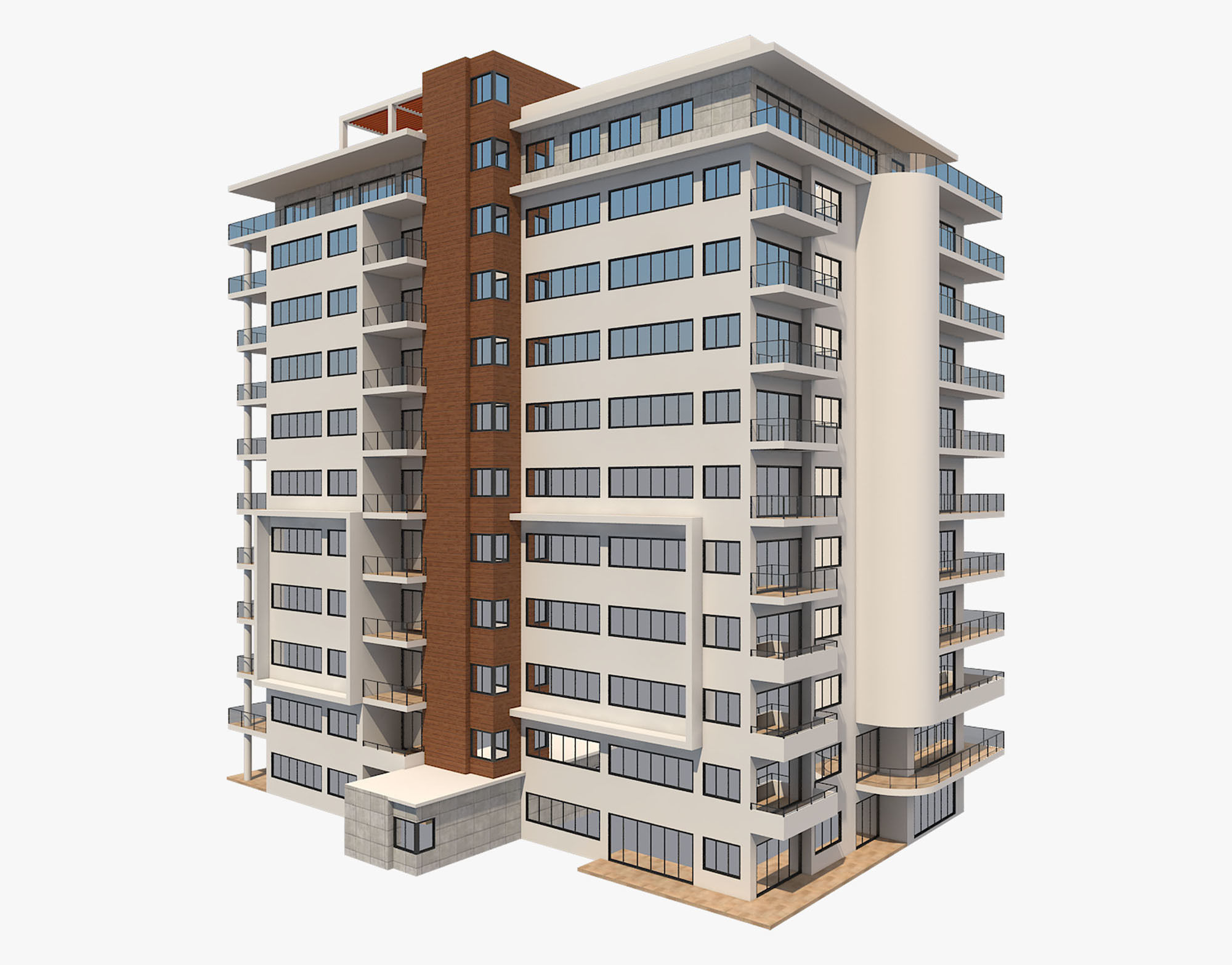 8 Apartment Buildings Set 1 3D model_10