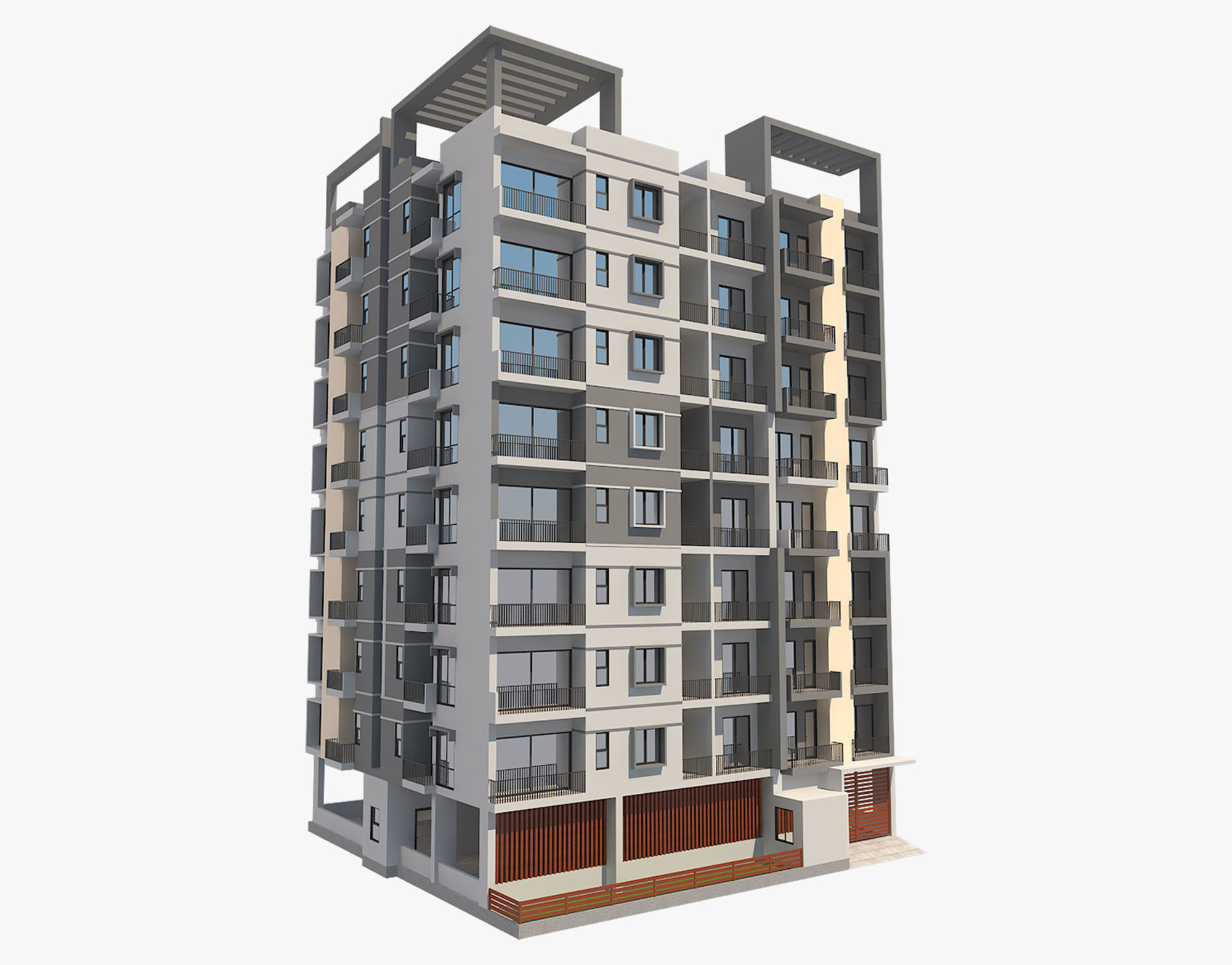 8 Apartment Buildings Set 1 3D model_8