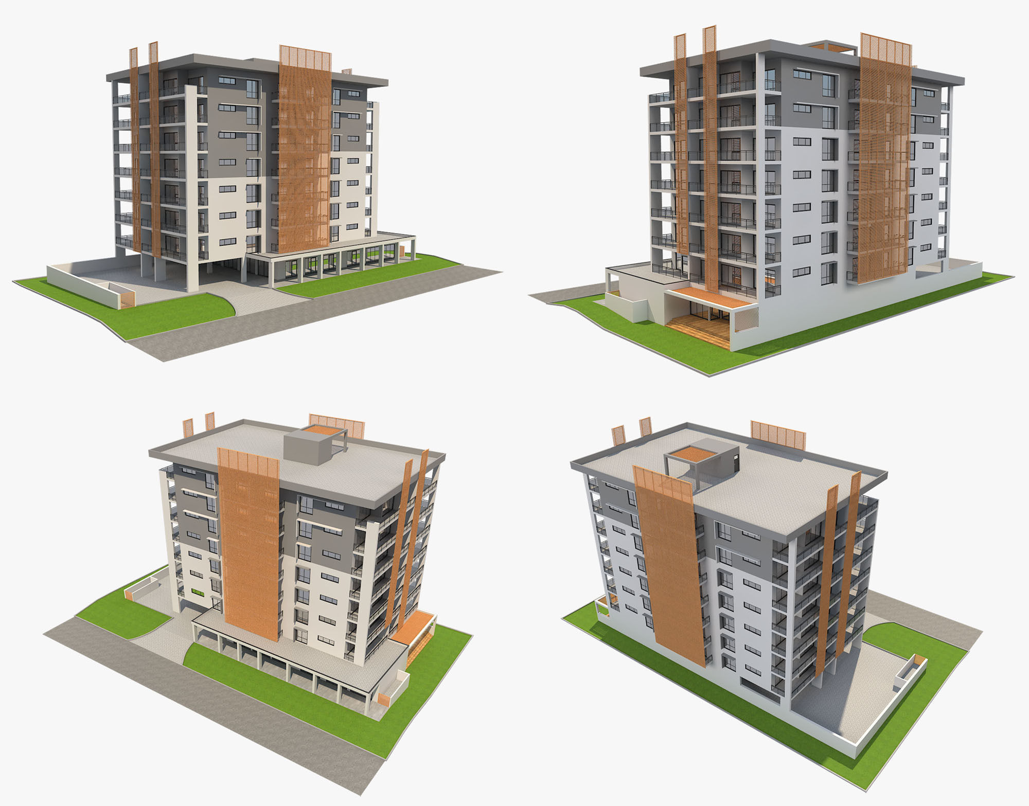 8 Apartment Buildings Set 1 3D model_32