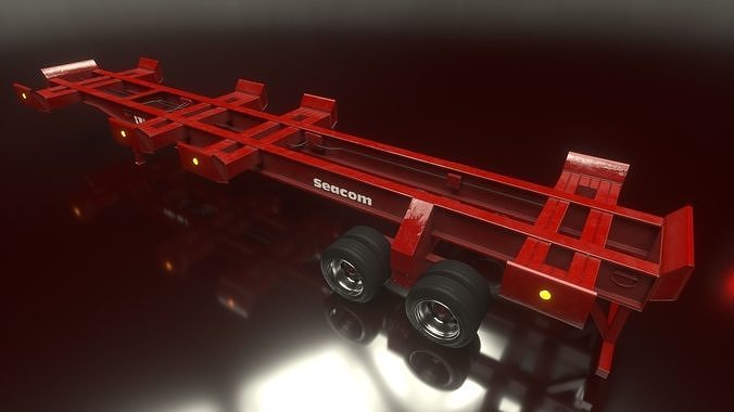 Trailer Container Port Low Poly RIG Low-poly 3D model