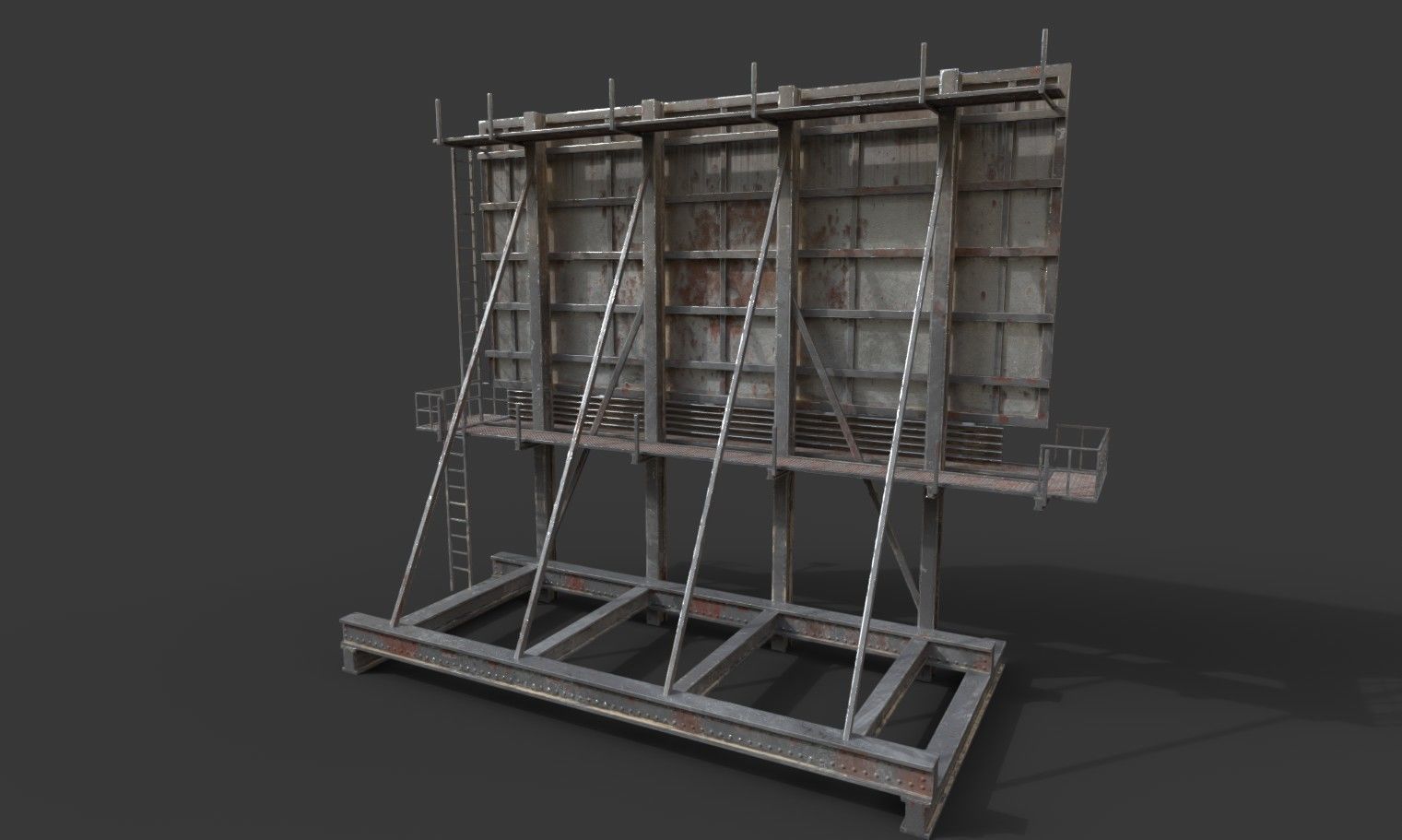 Rooftop Billboard model Low-poly 3D model_2