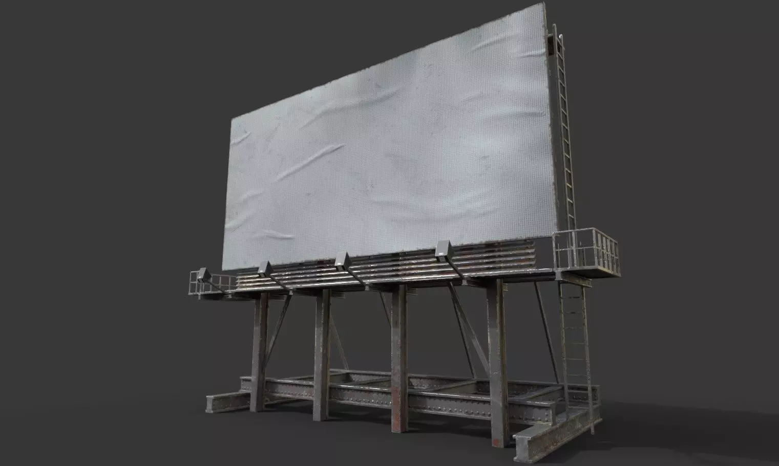 Rooftop Billboard model Low-poly 3D model_0