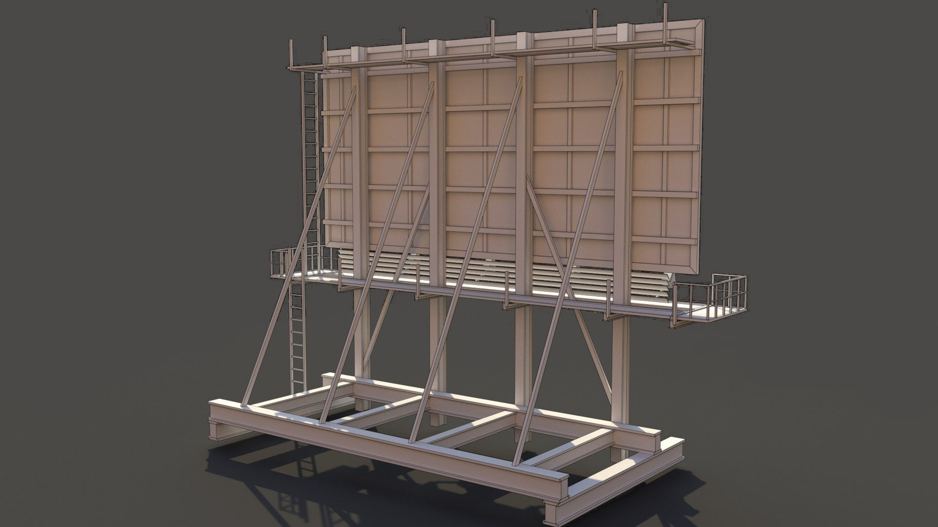 Rooftop Billboard model Low-poly 3D model_7