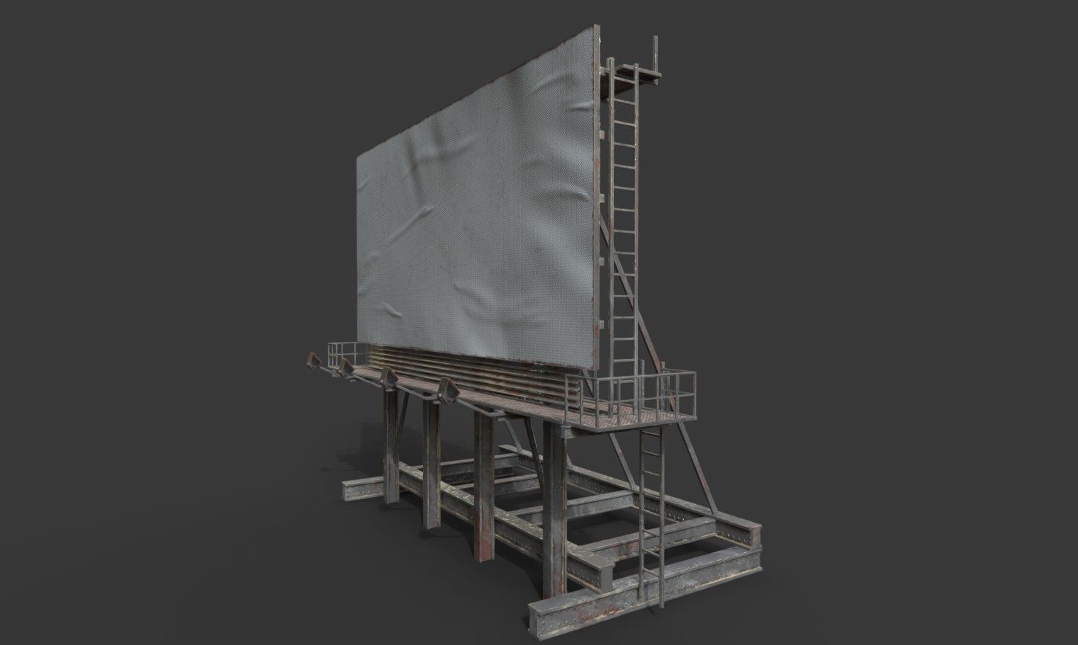 Rooftop Billboard model Low-poly 3D model_3