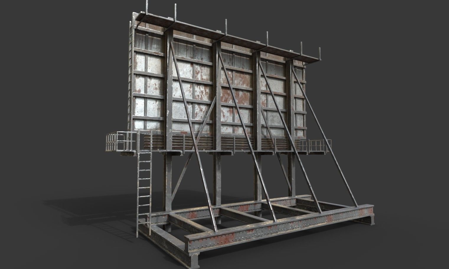 Rooftop Billboard model Low-poly 3D model_1