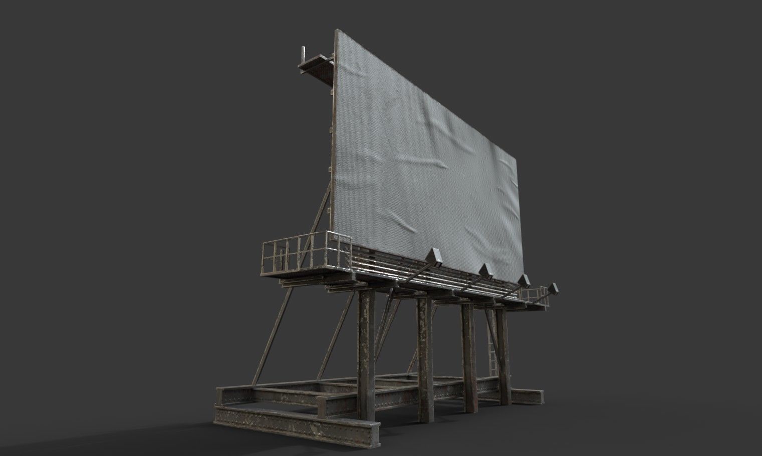 Rooftop Billboard model Low-poly 3D model_4