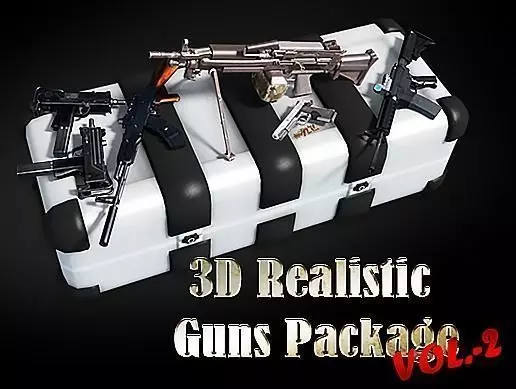 3D Realistic Guns Package Vol-02 Low-poly 3D model_0
