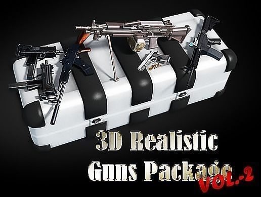 3D Realistic Guns Package Vol-02 Low-poly 3D model