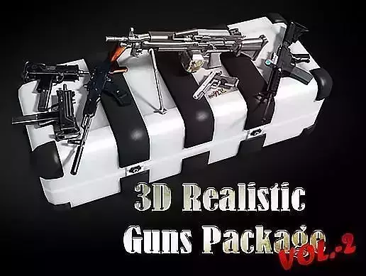 3D Realistic Guns Package Vol-02 Low-poly 3D model