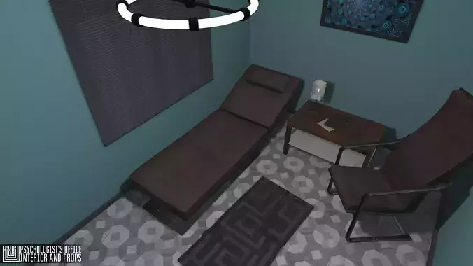 Psychologist office - interior and props Low-poly 3D model