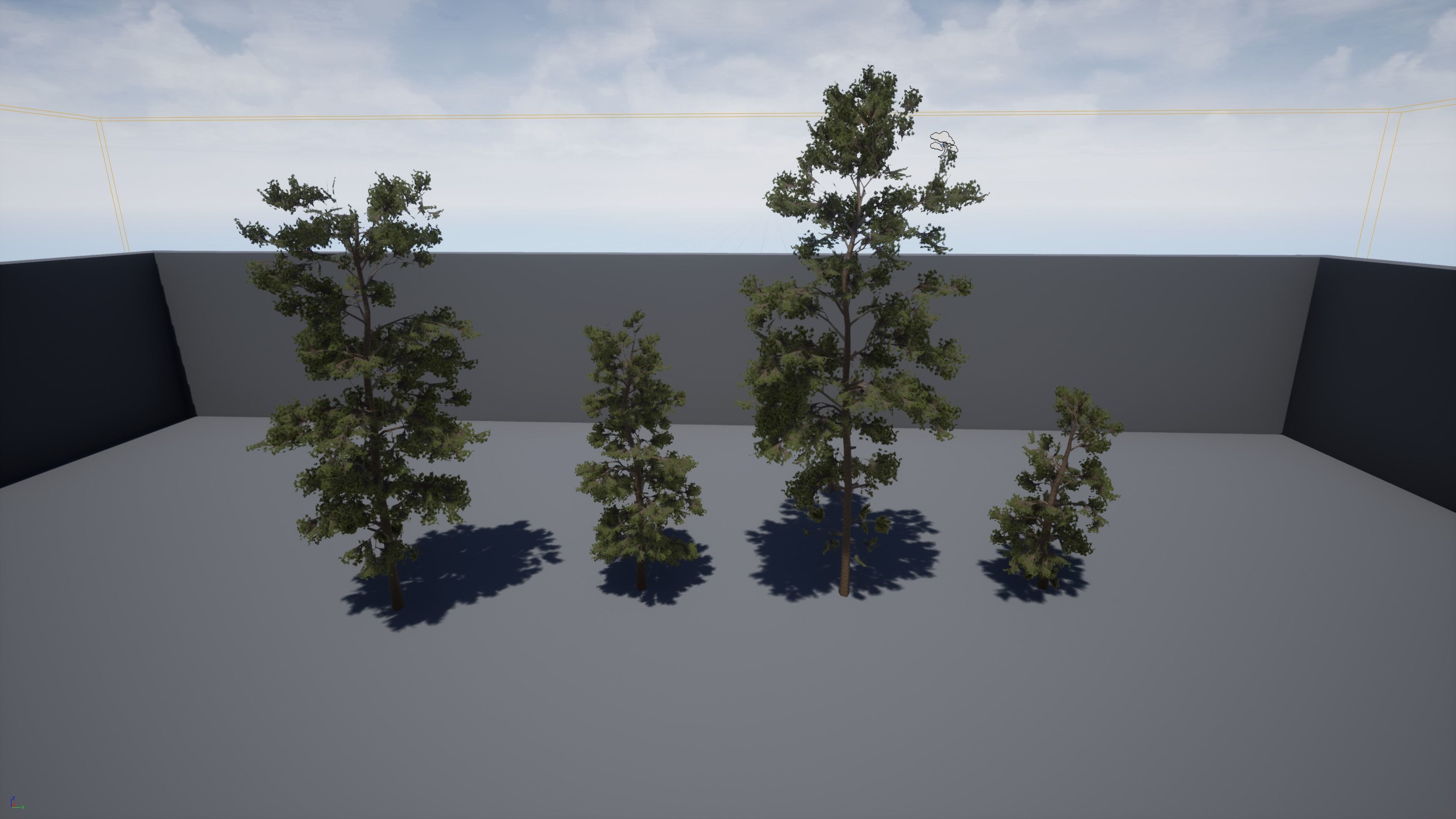 Four pine trees Low-poly 3D model_0