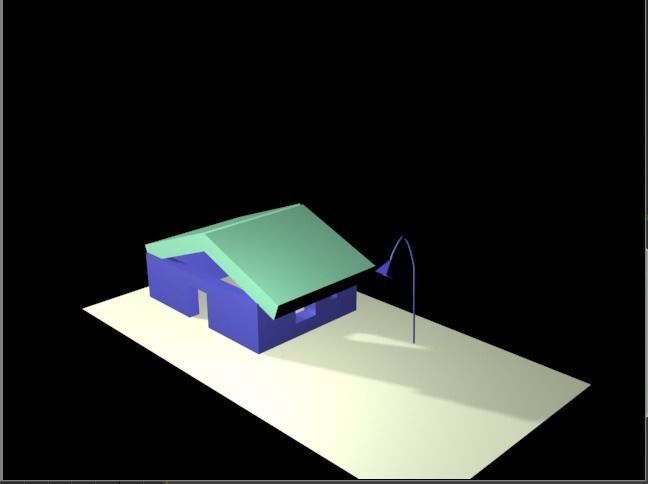 house with lamp on top 3D model_1