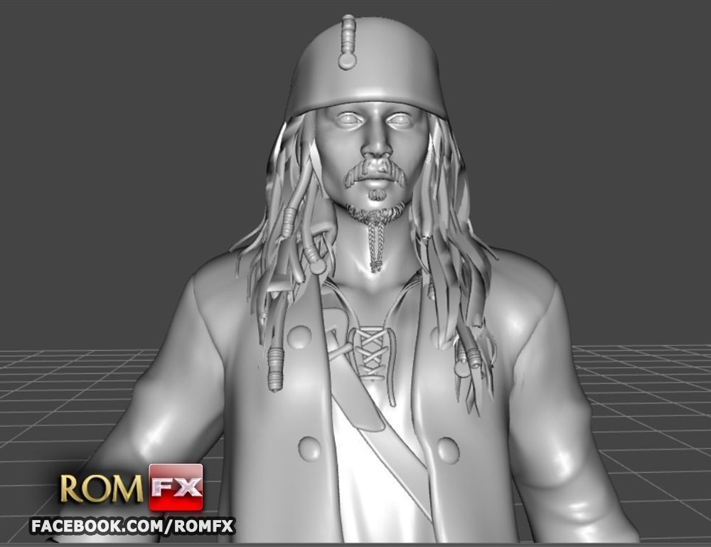 Captain Jack Sparrow - Pirates of the Caribbean Figure Printable 3D print model_5