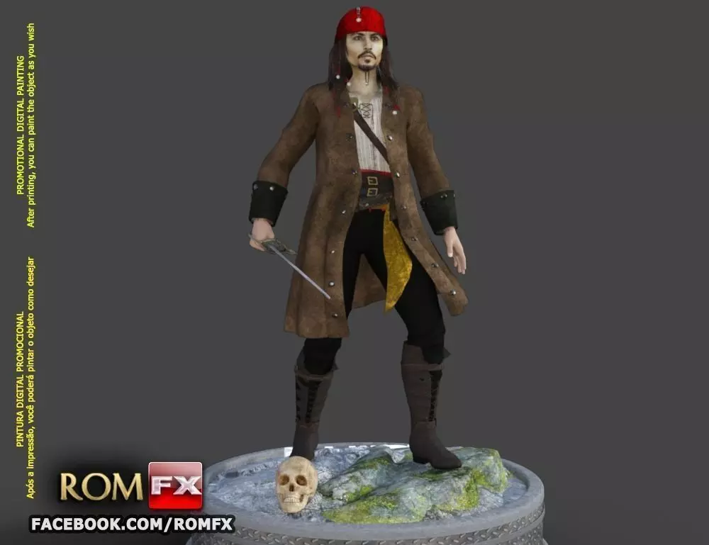 Captain Jack Sparrow - Pirates of the Caribbean Figure Printable 3D print model_0