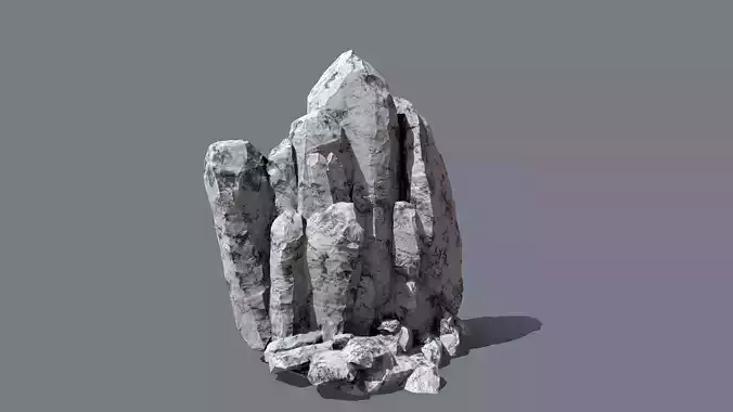 Collapsed Rocks with snow Low-poly 3D model