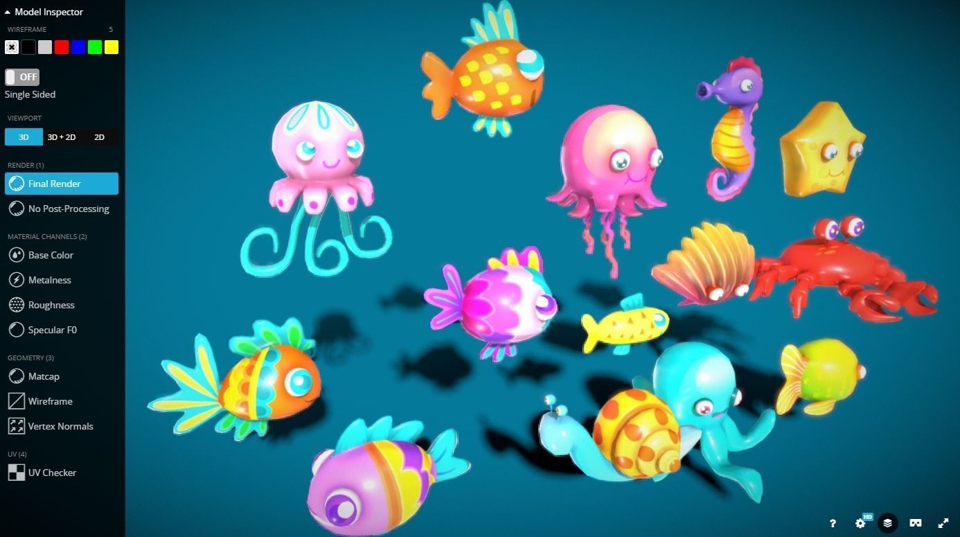 Cartoon Fish 3 3D model_3