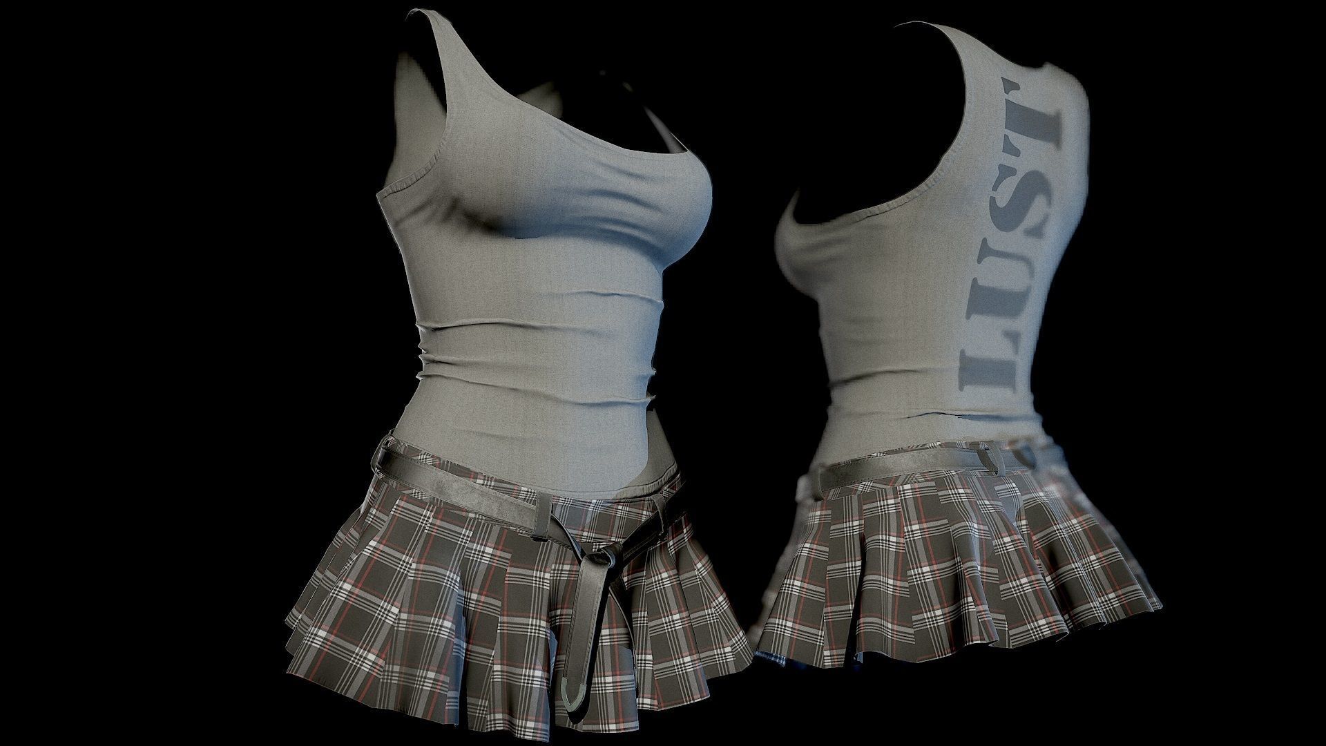 Dress 3 Low-poly 3D model_2