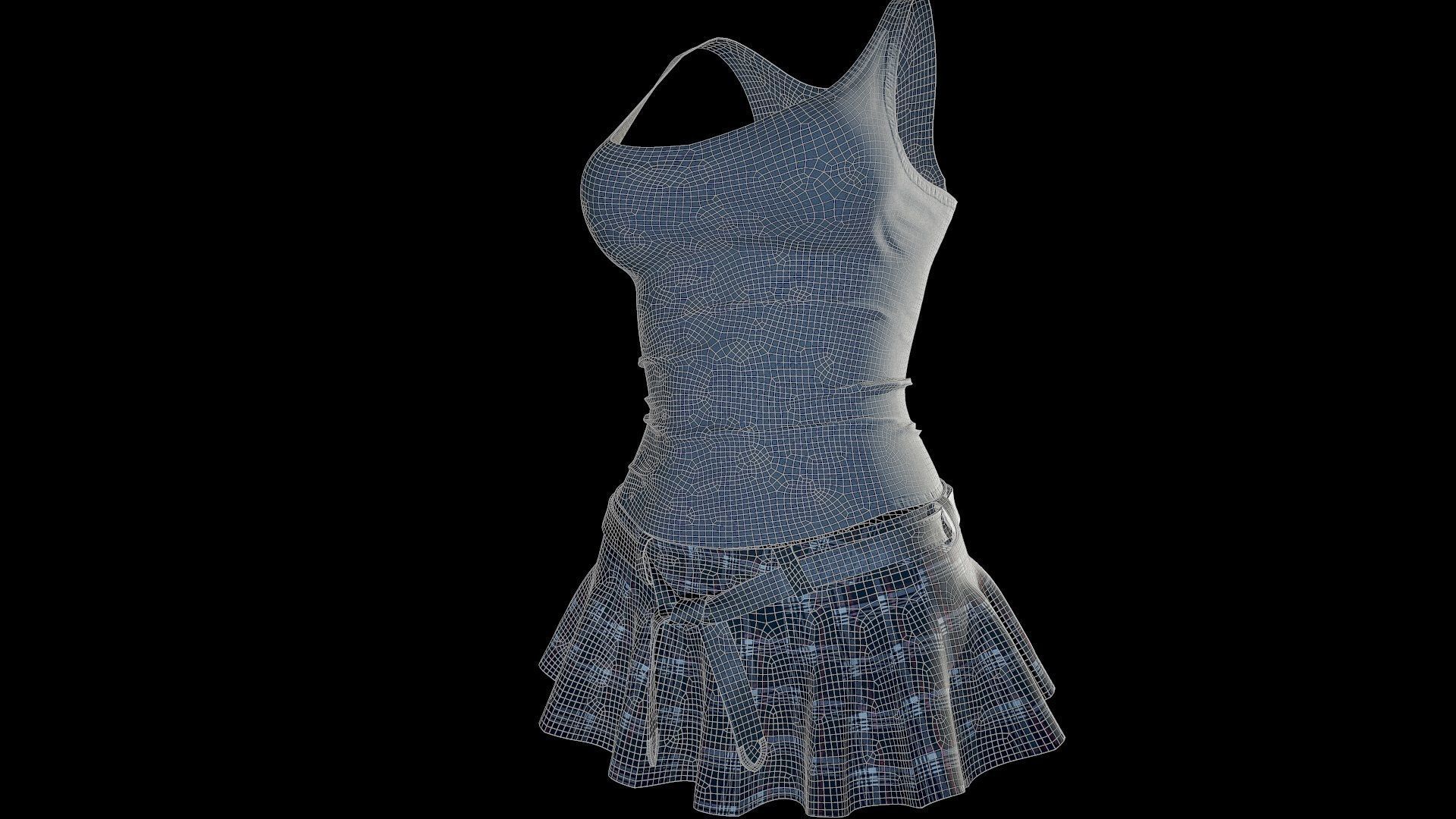 Dress 3 Low-poly 3D model_11