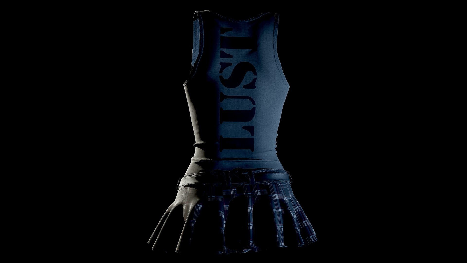 Dress 3 Low-poly 3D model_5