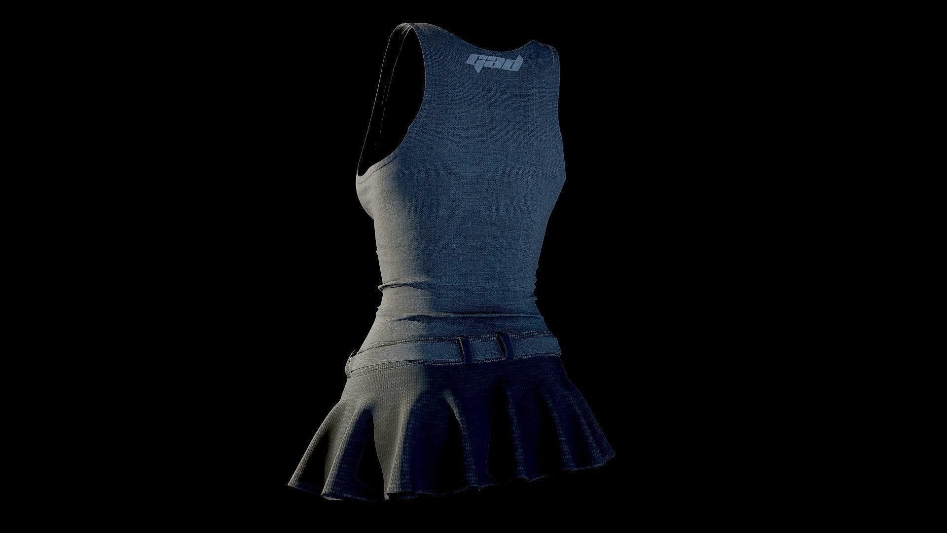 Dress 3 Low-poly 3D model_9