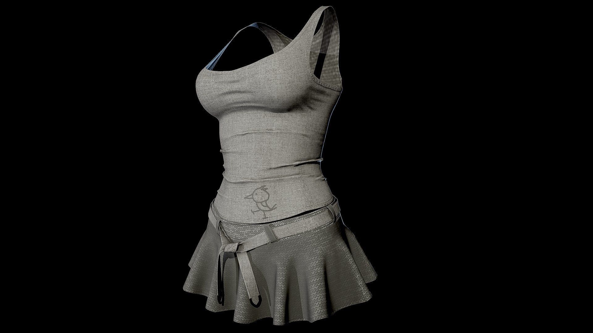 Dress 3 Low-poly 3D model_8