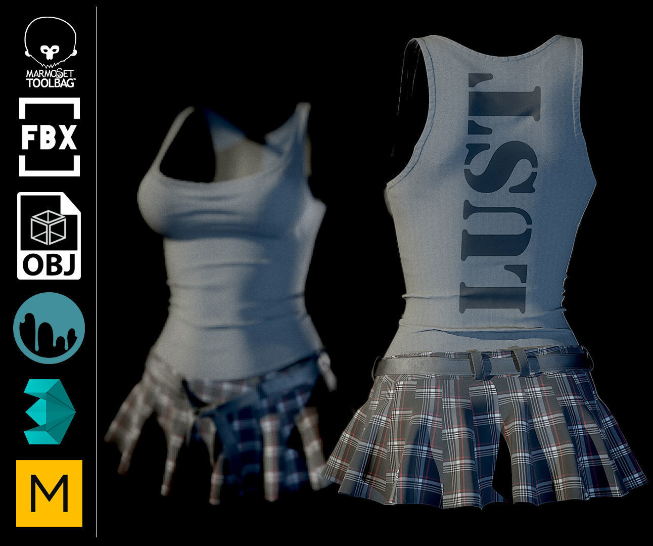 Dress 3 Low-poly 3D model_0