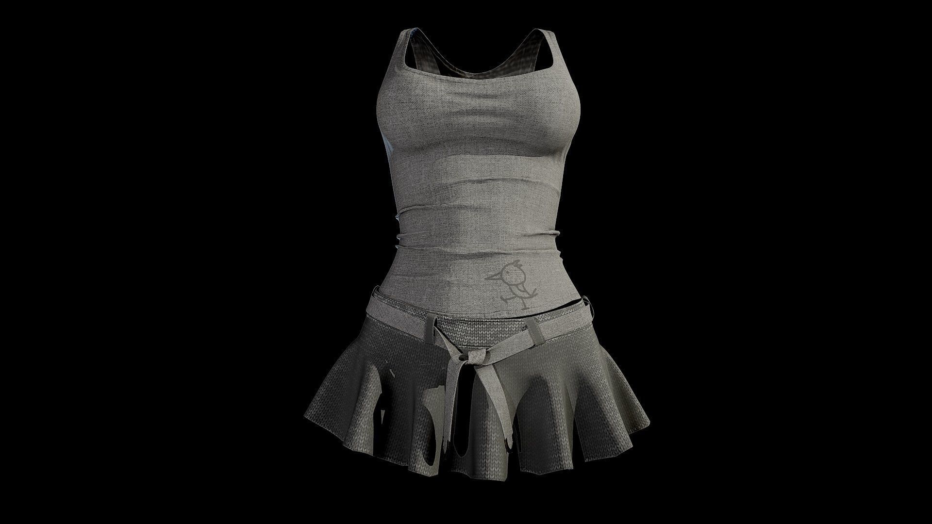 Dress 3 Low-poly 3D model_10