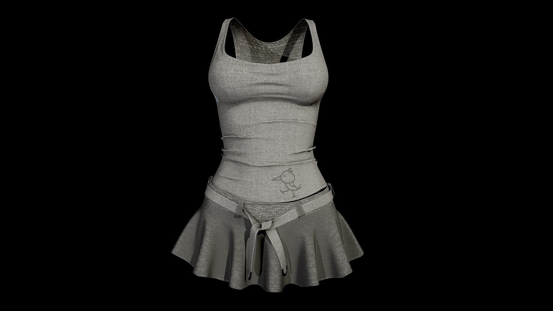 Dress 3 Low-poly 3D model_7