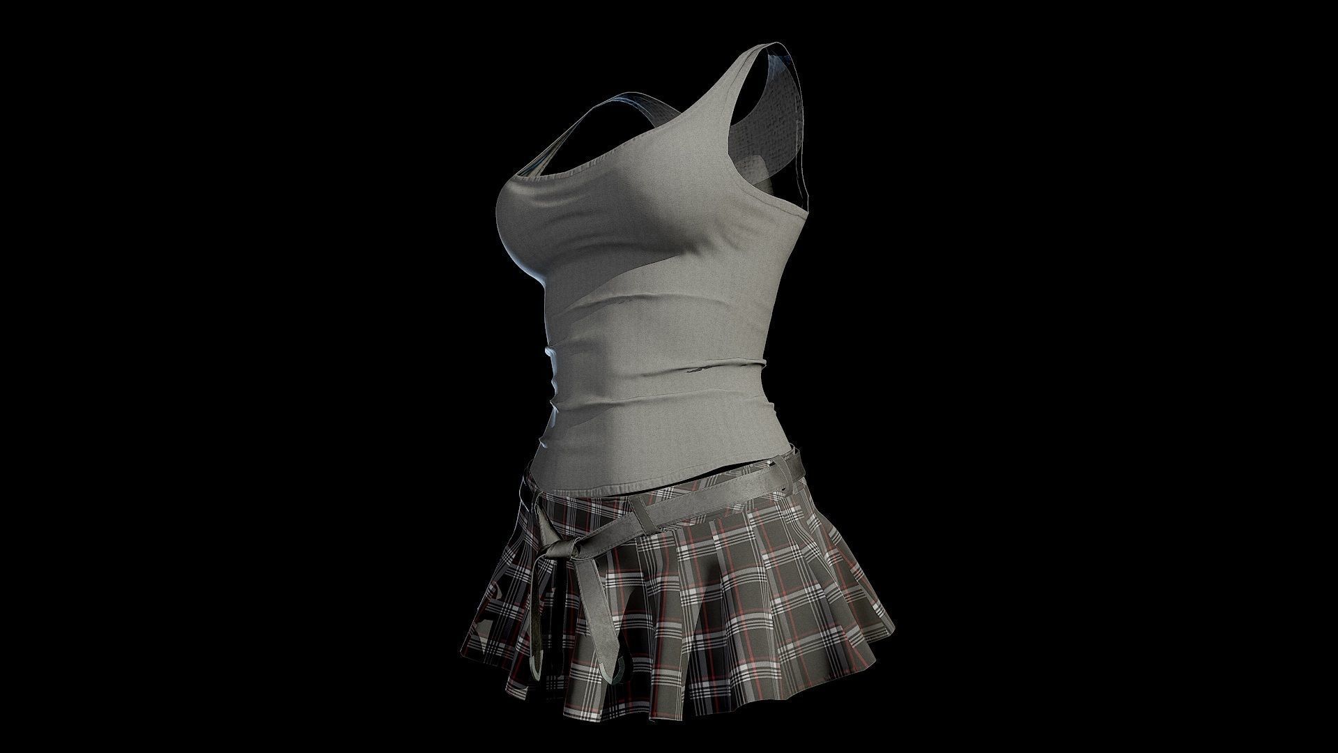 Dress 3 Low-poly 3D model_4