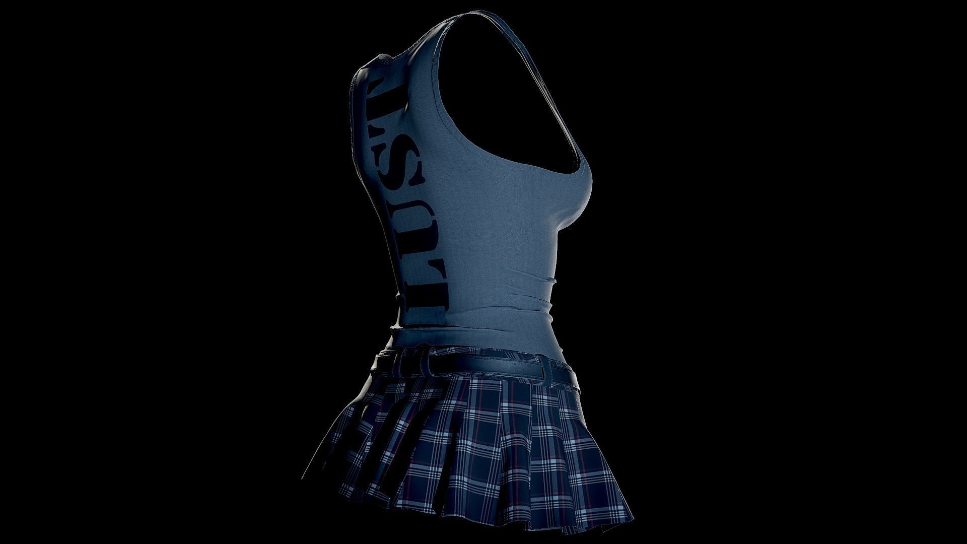 Dress 3 Low-poly 3D model_6