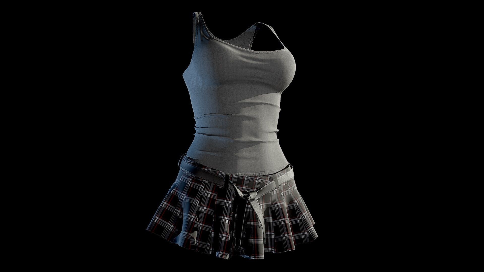 Dress 3 Low-poly 3D model_3