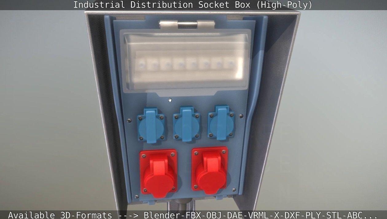 Industrial Distribution Socket Box High-Poly 3D model_29
